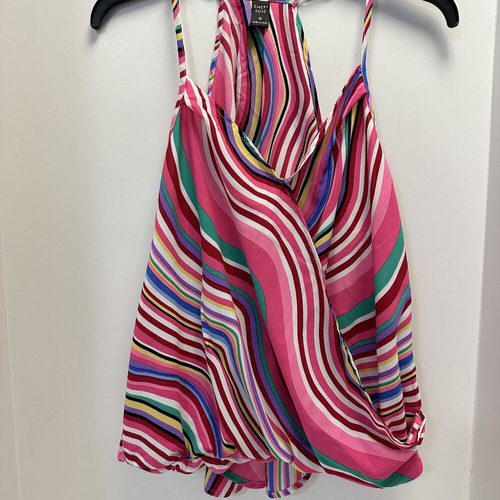 Emery Rose Multicolor Cami Top Size Medium Colorful Pin Stripped Women's